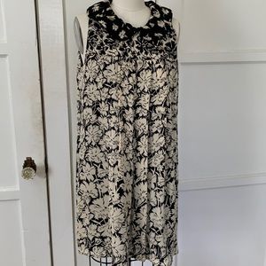 TIBI 100% Silk Floral Shift Dress Peter Pan Collar Sz 8